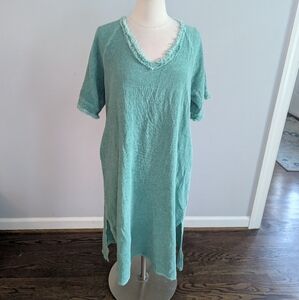 Women's Colette Cotton Linen Blend Dress Made In Italy Approx Large Acid Wash